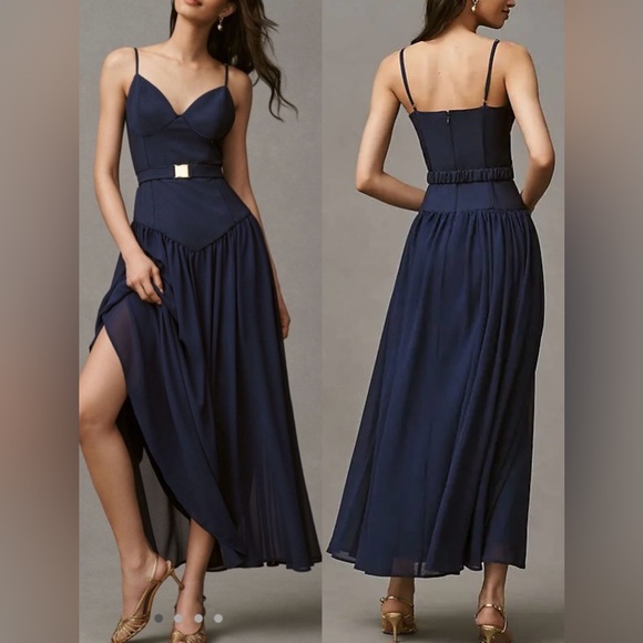 NEW HUTCH Bustier Drop Waist Evening navy Gown Sz 6